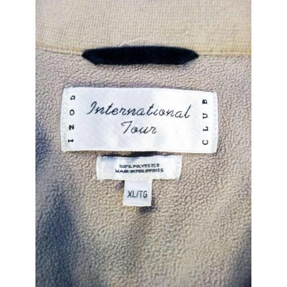 1/4 Zip Pullover Sweatshirt Mens Size XL Izod International Tour GMAC Beige - Picture 3 of 13